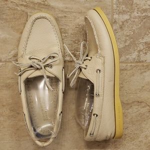 EUC Ladies Sperry Leather Top-sider Authentic Original Boat Shoes Cream Size 9M